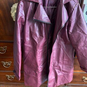 Burgundy Leather Long Coat Size M-L Brand new without tags